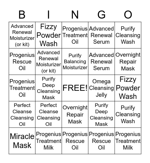 Nude Skincare Bingo Contest Bingo Card