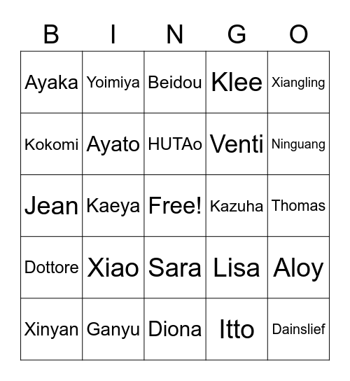 Grandma Bingo Card