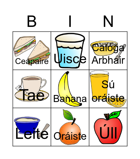 Bricfeasta agus Lón Bingo Card