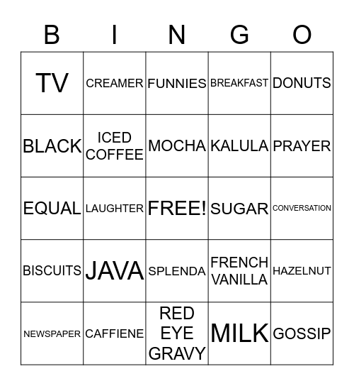 COFFEE CLUB BINGO Card