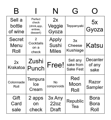 Server Bingo Card
