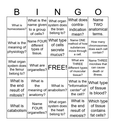 What Do We Know? Bingo Card