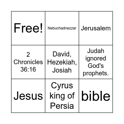 Judah taken Captive Bingo Card