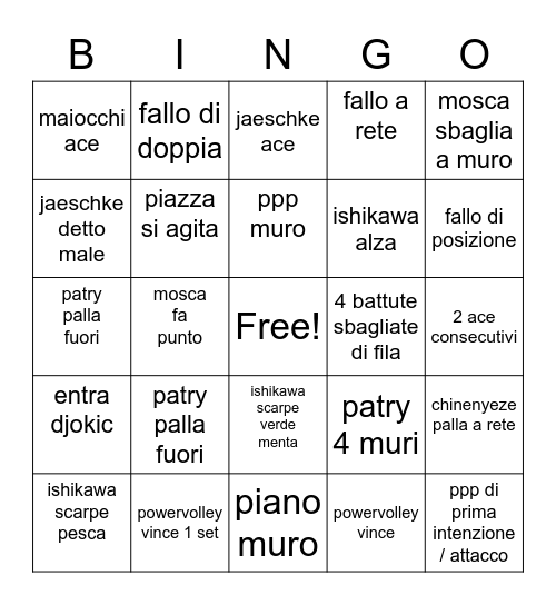 pvm bingo Card