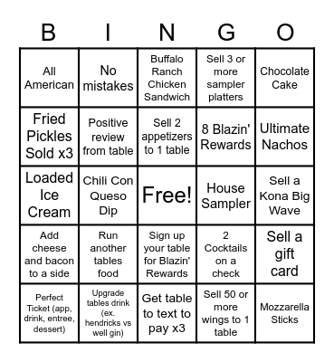 Server Bingo Card
