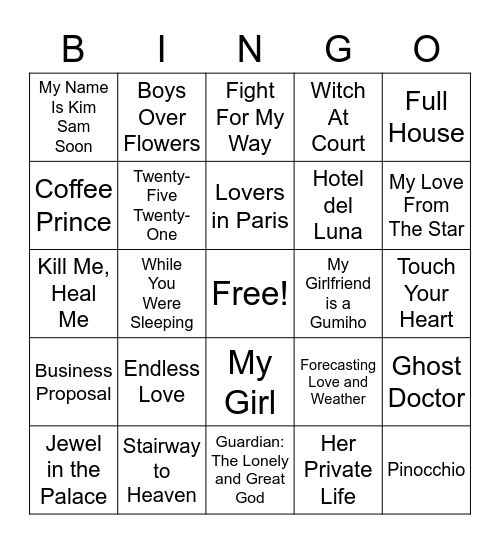 White Widget BINGO Card