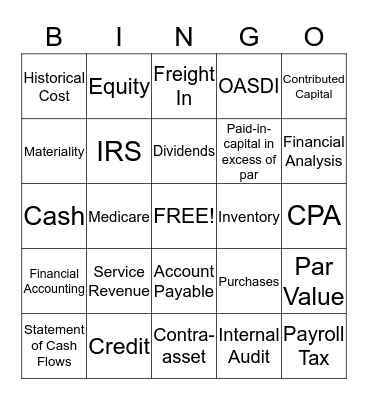 Accounting Bingo Card