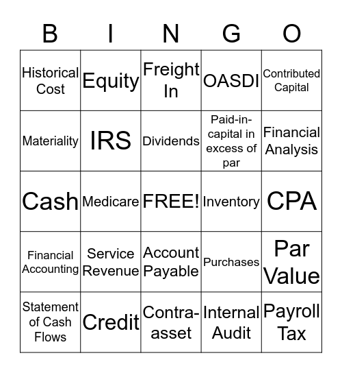 Accounting Bingo Card