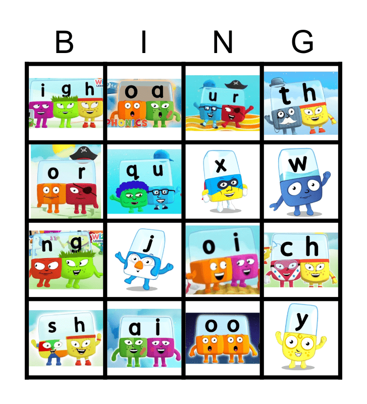 Alphablocks Bingo Phase 3 Bingo Card