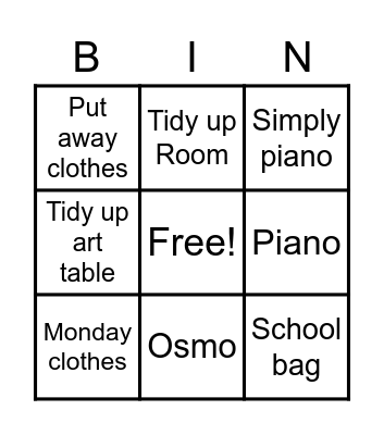 Sunday afternoon bingo Card