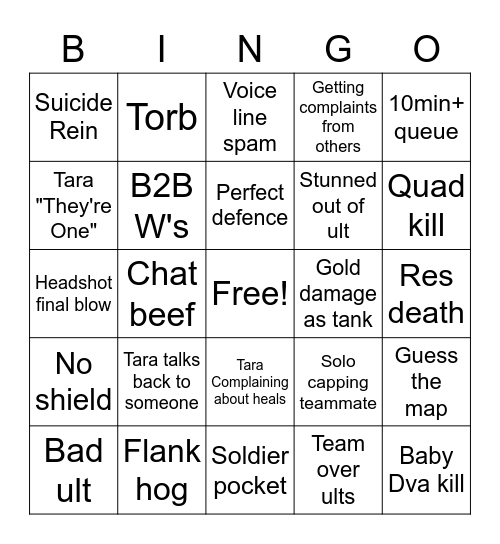 Overwatch Bingo Card