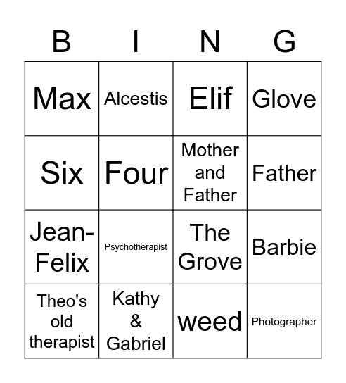 The Silent Patient Bingo (with a twist) Bingo Card