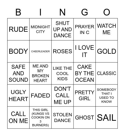 2010's 1 Hit Wonders Bingo Card