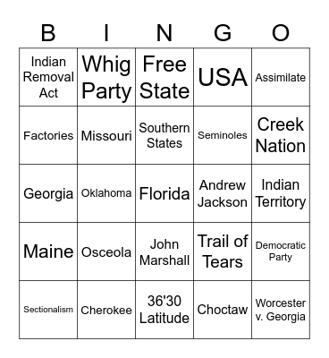 We're Glad Spring Break is Over so We can Learn History Bingo Card