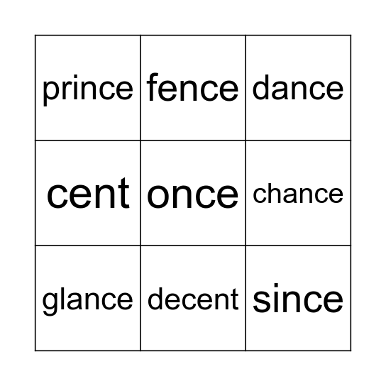 Soft C Bingo Card