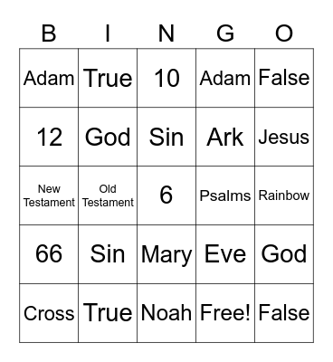 Bible Trivia Bingo Card