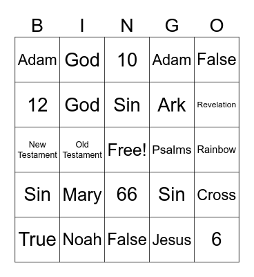 Bible Trivia Bingo Card