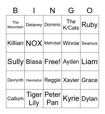 Kimbra Swain Fire RealmXa BINGO Card