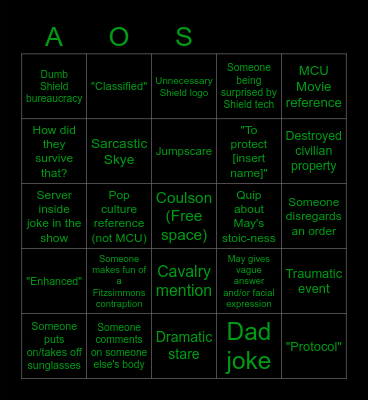 AOS 1 Bingo Card