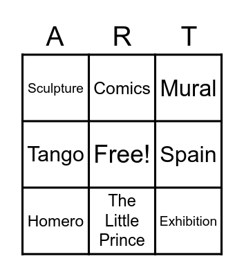 Art Bingo Card