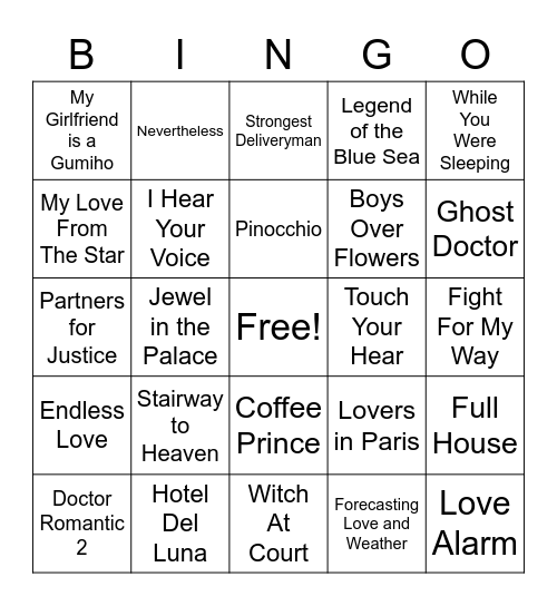 White Widget Bingo Card