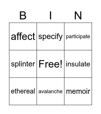 Nature At Work I Bingo Card