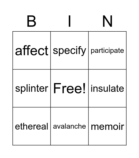 Nature At Work I Bingo Card