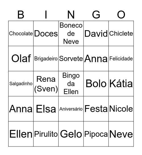 Bingo da Ellen Bingo Card