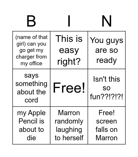 Dr.Marron's Bingo Sheet Bingo Card