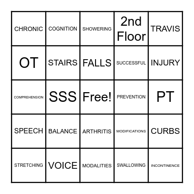 PHYSICAL THERPY Bingo Card