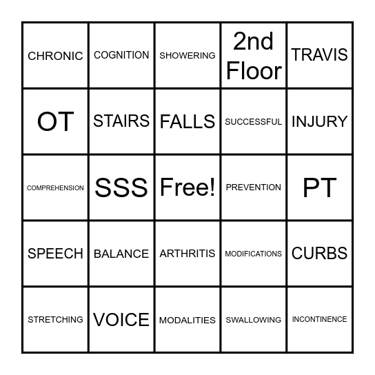 PHYSICAL THERPY Bingo Card