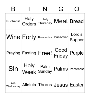 Lent  Bingo Card