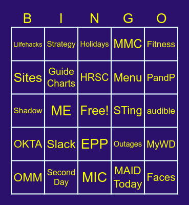Fast Jump Bingo Card