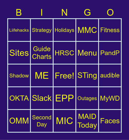 Fast Jump Bingo Card