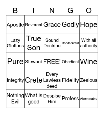Titus I and II Bingo Card