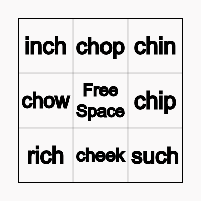 "Ch" Bingo! Bingo Card