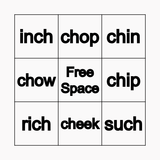 "Ch" Bingo! Bingo Card