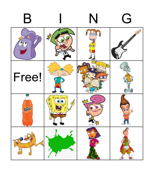 Nickelodeon Bingo Card
