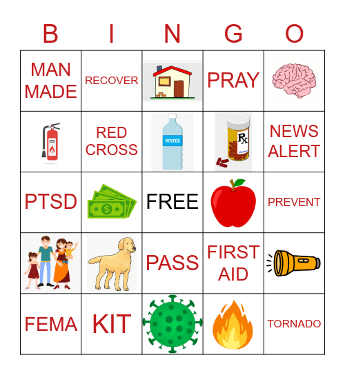 Disaster Planning Bingo Card