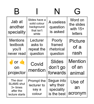 eDuCAtioN Bingo Card