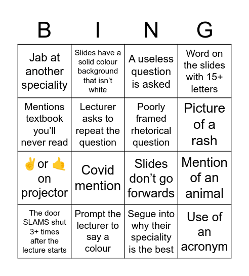 eDuCAtioN Bingo Card