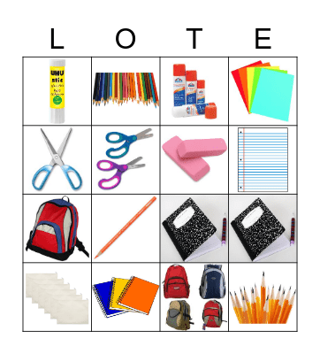 Los útiles escolares G1 Bingo Card