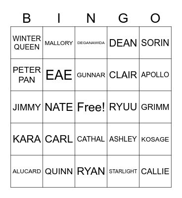 Shayne's World Bingo Card
