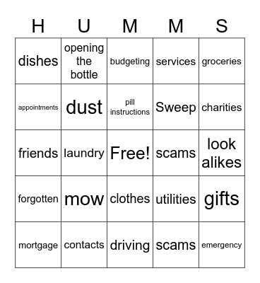 Long Term Care BINGO Card