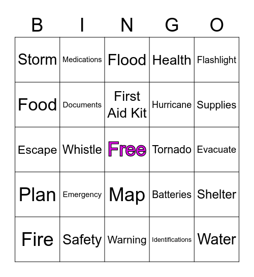 Disaster Bingo Card