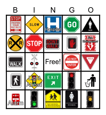 Traffic Sign Bingo Card