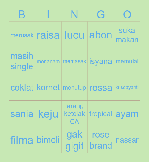 joomyoung Bingo Card