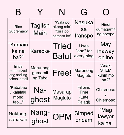 Hi Bingo Card
