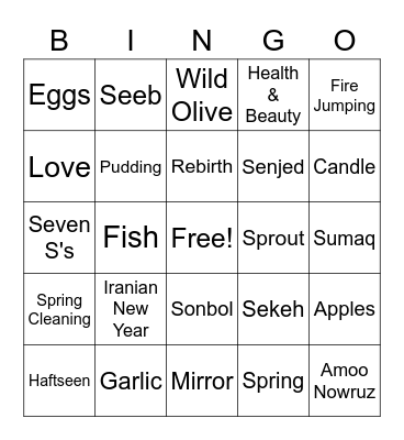 Nowruz Bingo Card