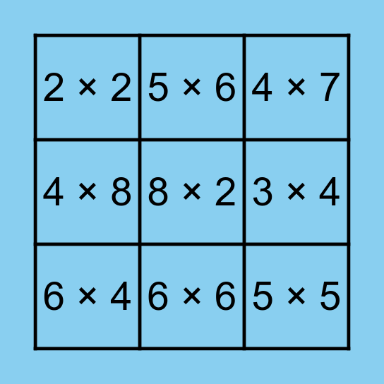 Paul Castro Multiplication Bingo Card Bingo Card